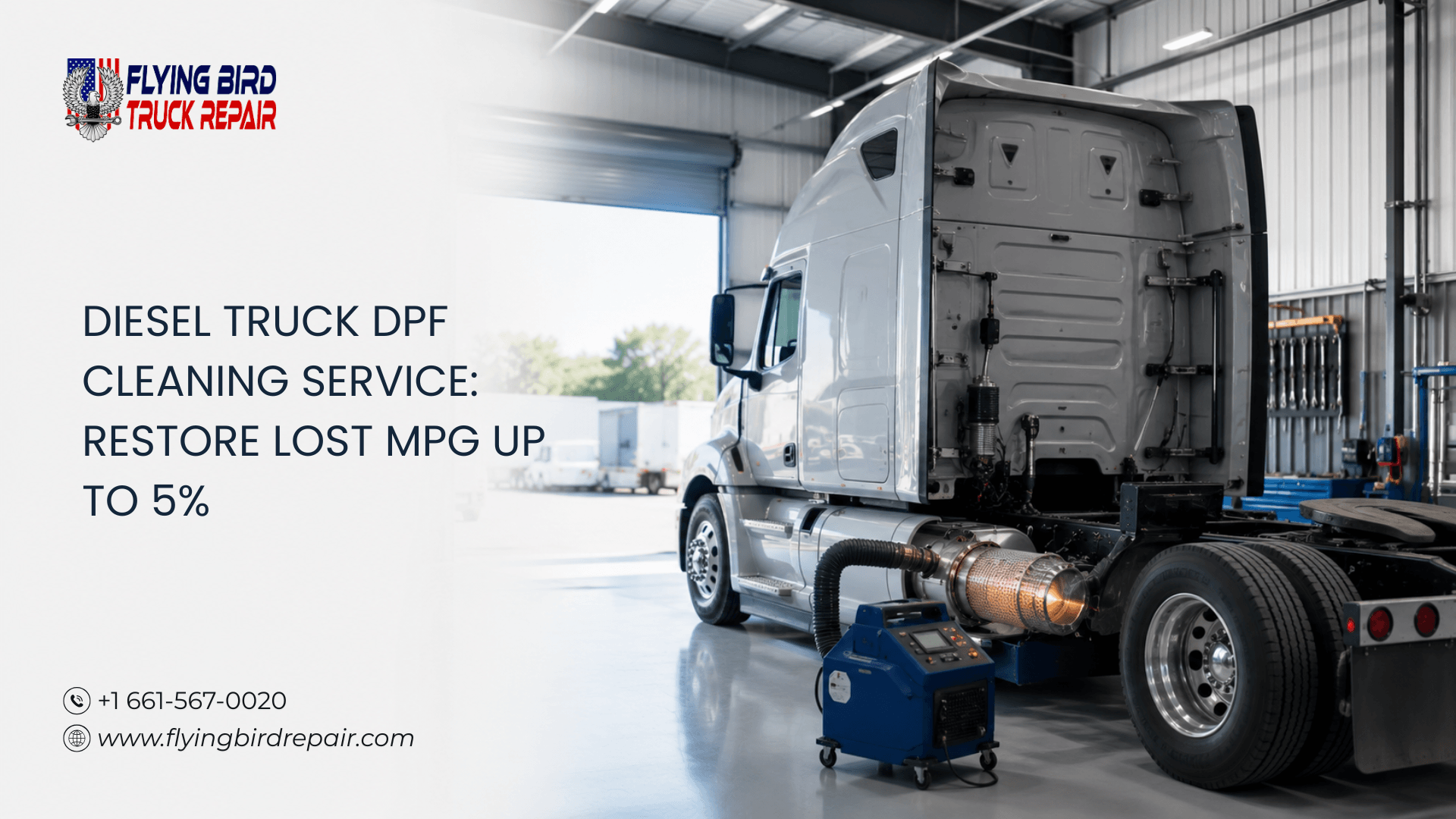 Heavy-duty diesel truck receiving professional DPF cleaning service to improve fuel economy and restore lost MPG.